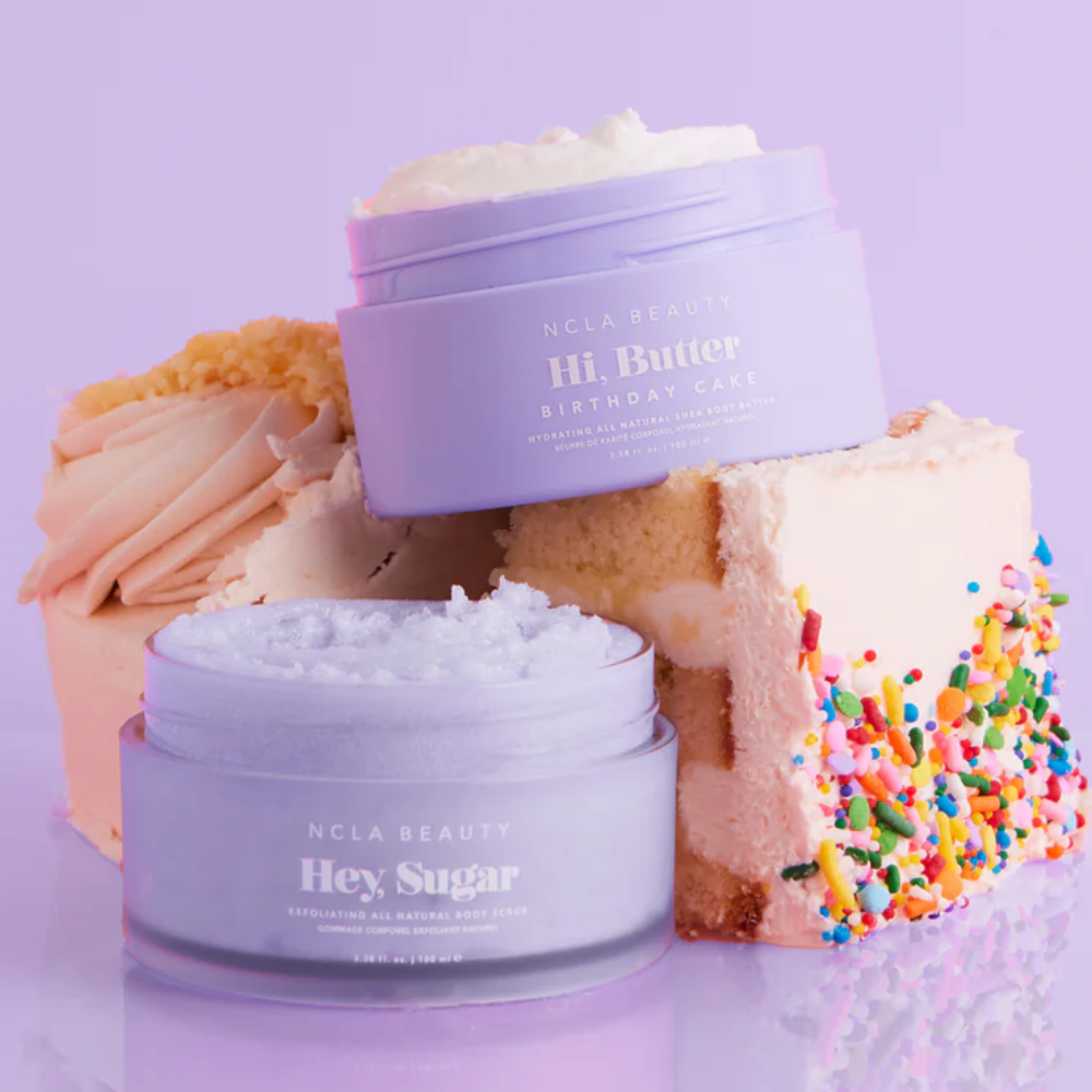 NCLA Body Scrub + Body Butter Set Birthday Cake