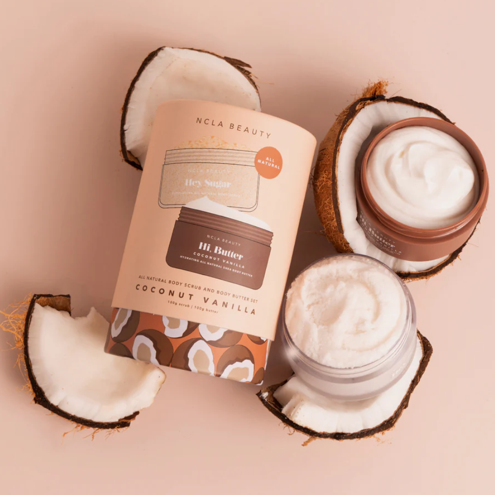 NCLA Body Scrub + Body Butter Set Coconut Vanilla