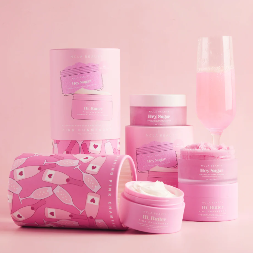 NCLA Body Scrub + Body Butter Set Pink Champagne