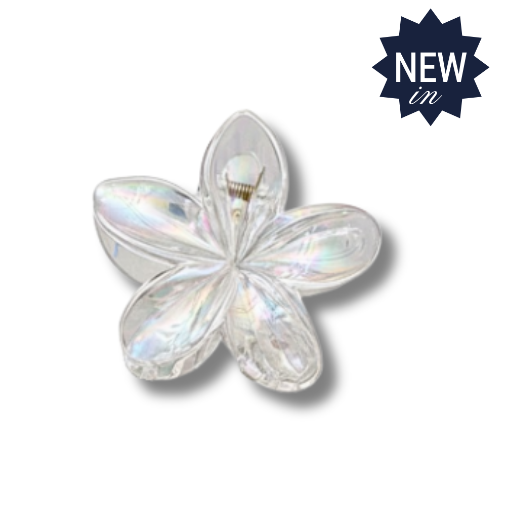 Transparent Flower Hair Claw White