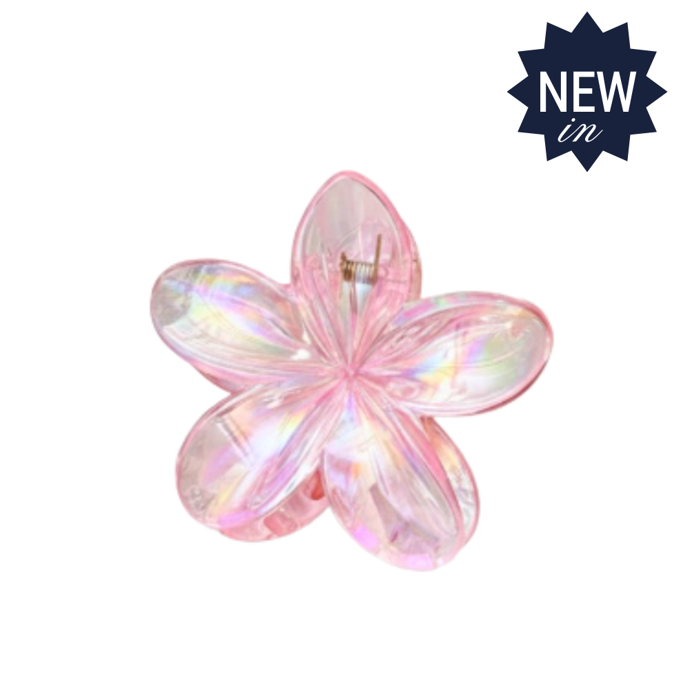 Transparent Flower Hair Claw Pearly Pink