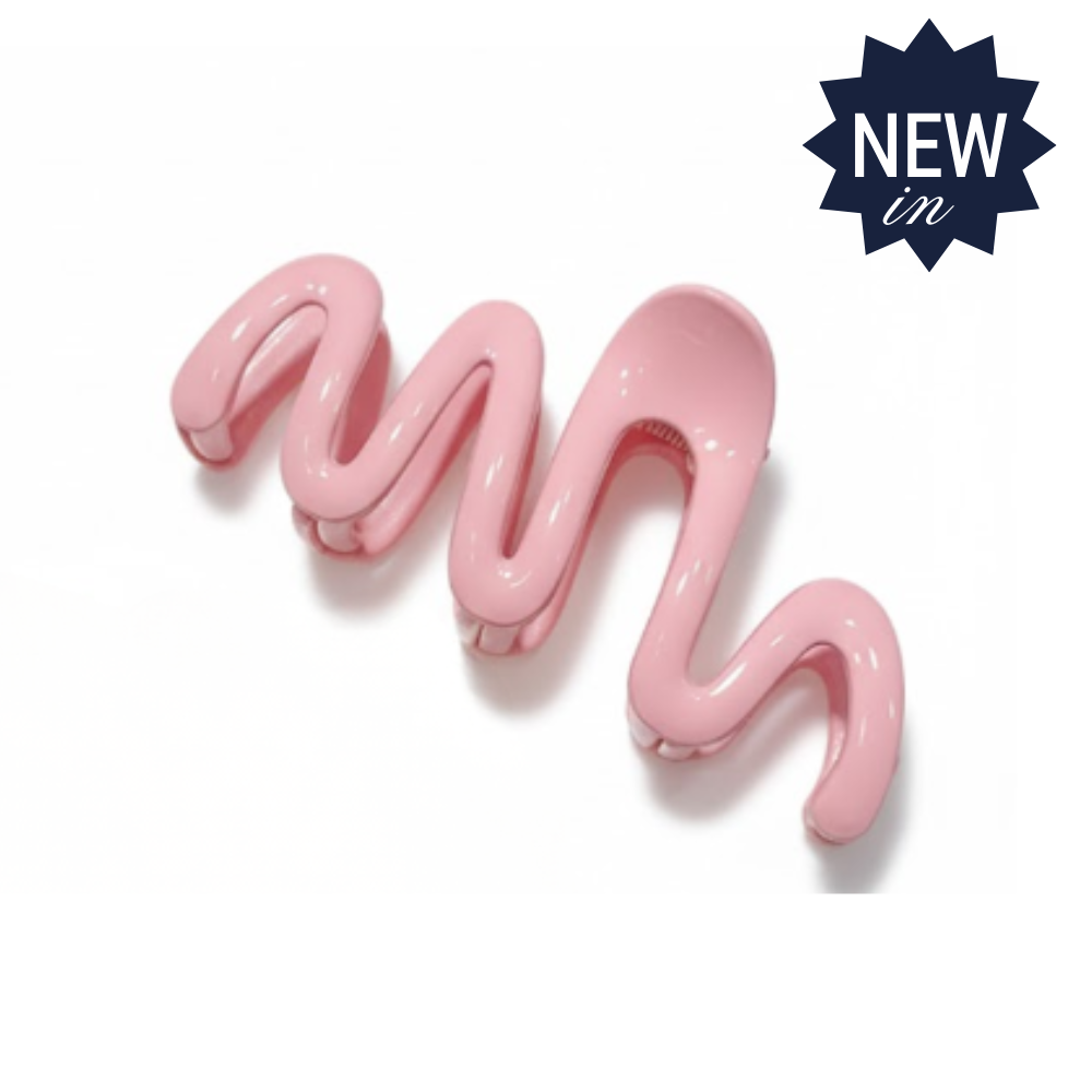 Large Wavy Hair Claw Pink