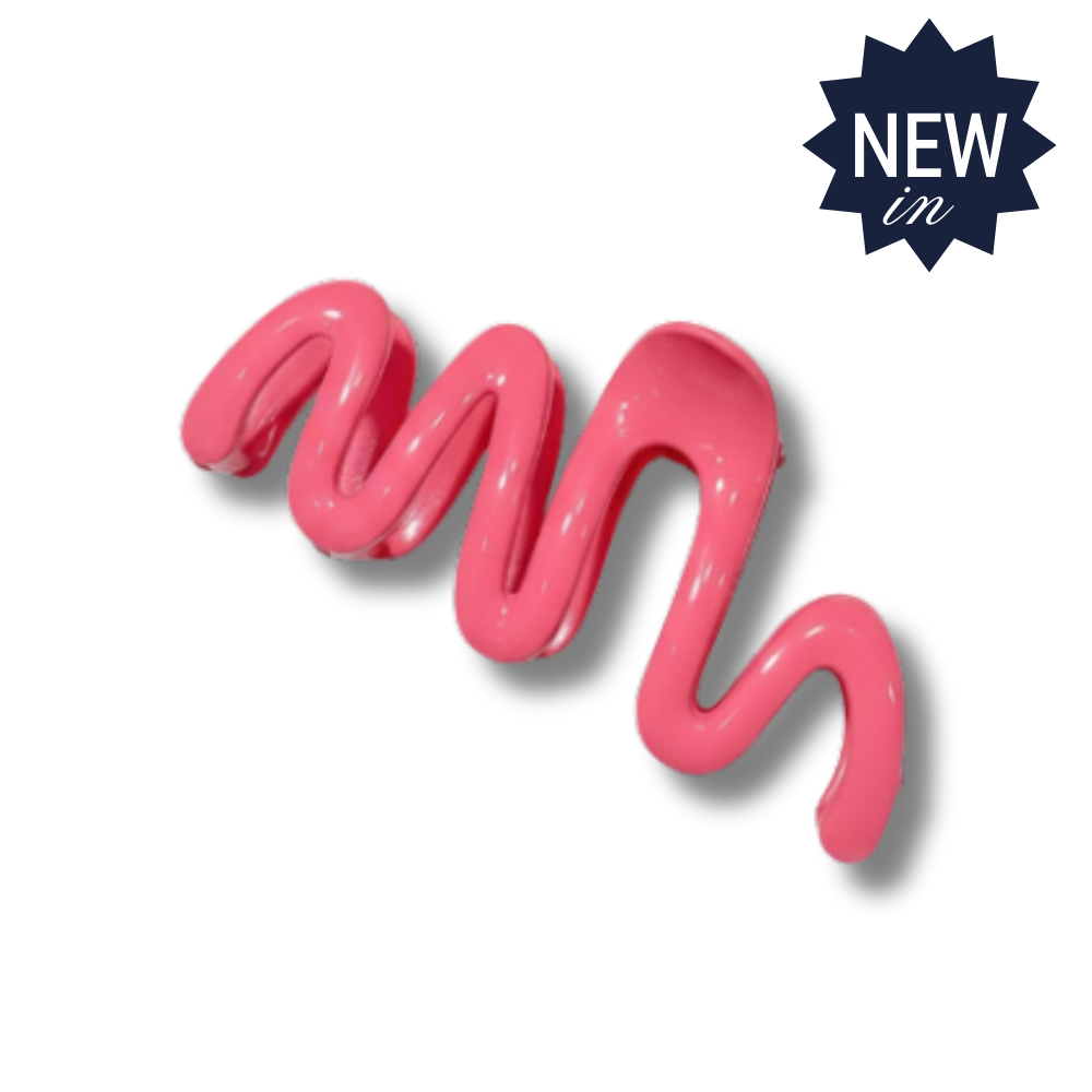 Large Wavy Hair Claw Hot Pink