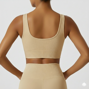 Apricot Notch Neck Ribbed Sports Bra