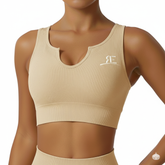 Apricot Notch Neck Ribbed Sports Bra