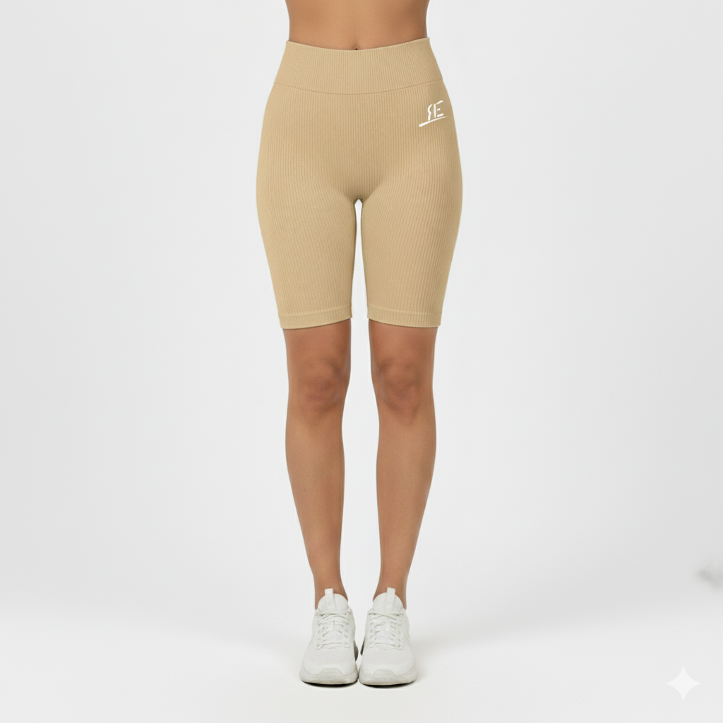Apricot High Waist Ribbed Shorts