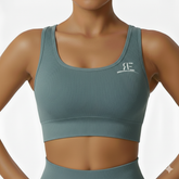 Dusty Teal Ribbed Sports Bra