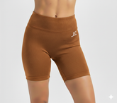 Brown High Waist Ribbed Shorts