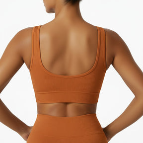 Light Brown Ribbed Sports Bra