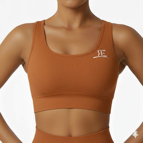 Light Brown Ribbed Sports Bra