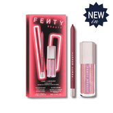 Fenty Beauty lip product set with packaging on a white background.FENTY Beauty Lined and Luminized