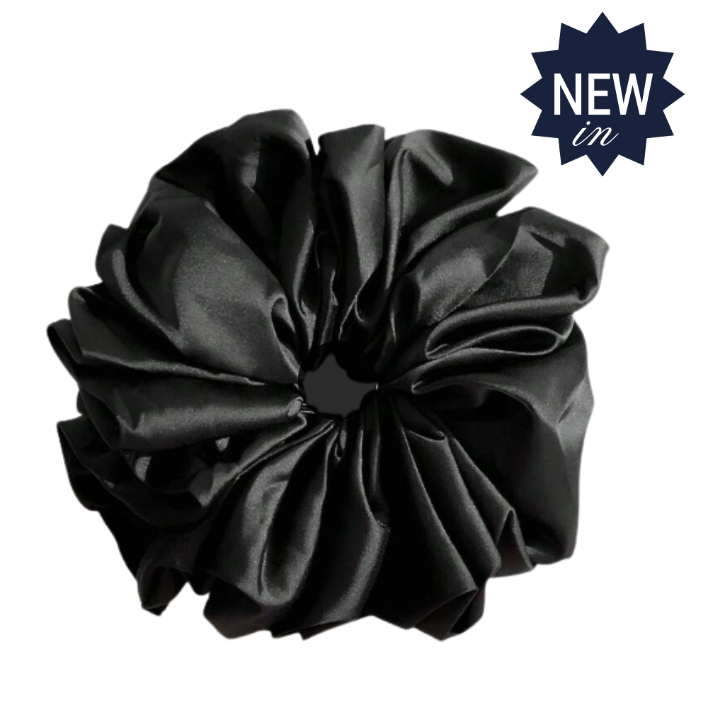 XL Hair Scrunchie Faux Silk Black