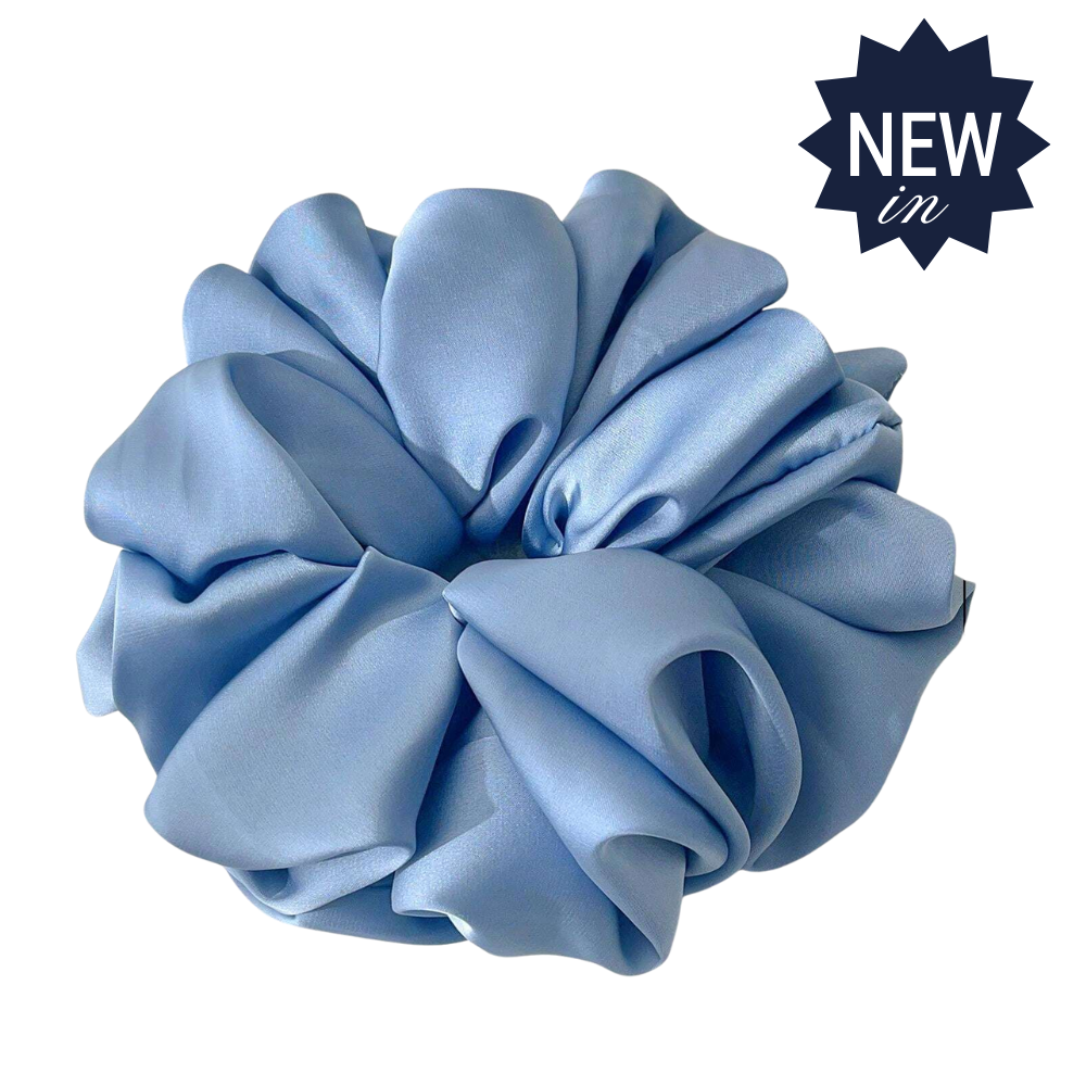 XL Hair Scrunchie Faux Silk Baby Blue