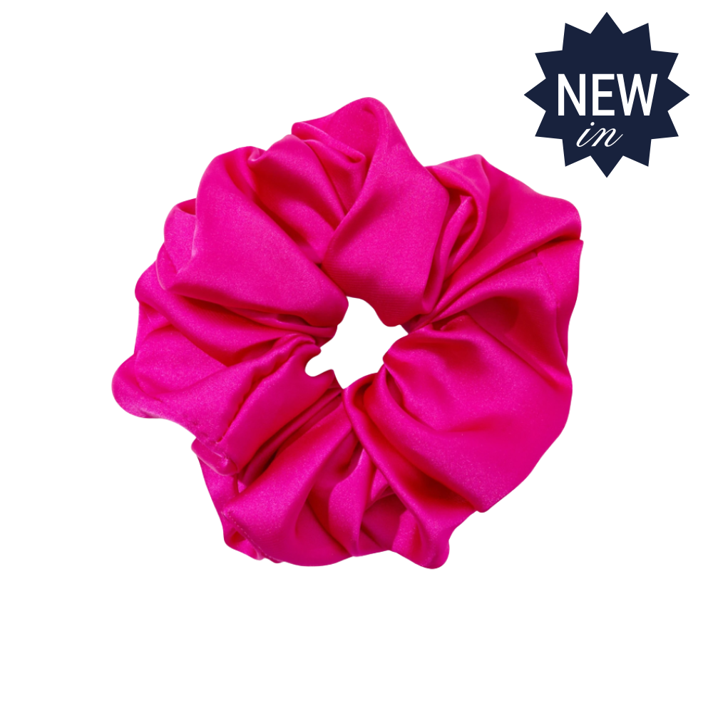 Regular Size Hair Scrunchie Faux Silk Hot Pink