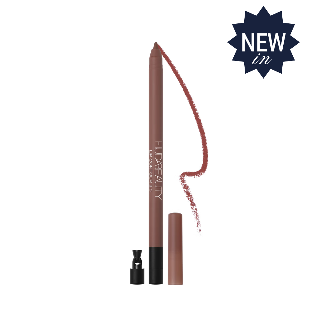 Lip liner with applicator and 'NEW in' label on a white background