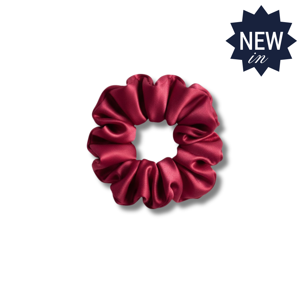 Small Hair Scrunchie Faux Silk Burgundy