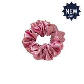 Small Hair Scrunchie Faux Silk Silvery Pink